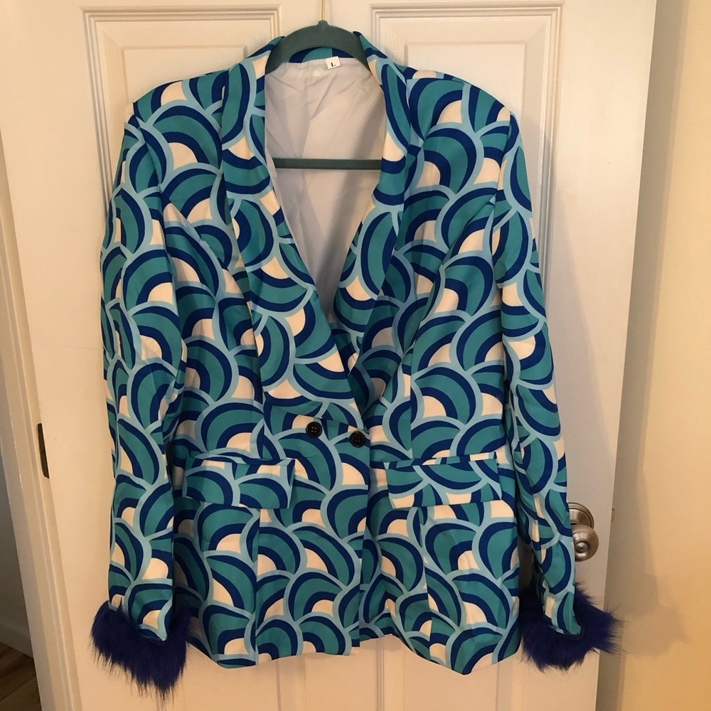 Art Deco Print Blazer Size L